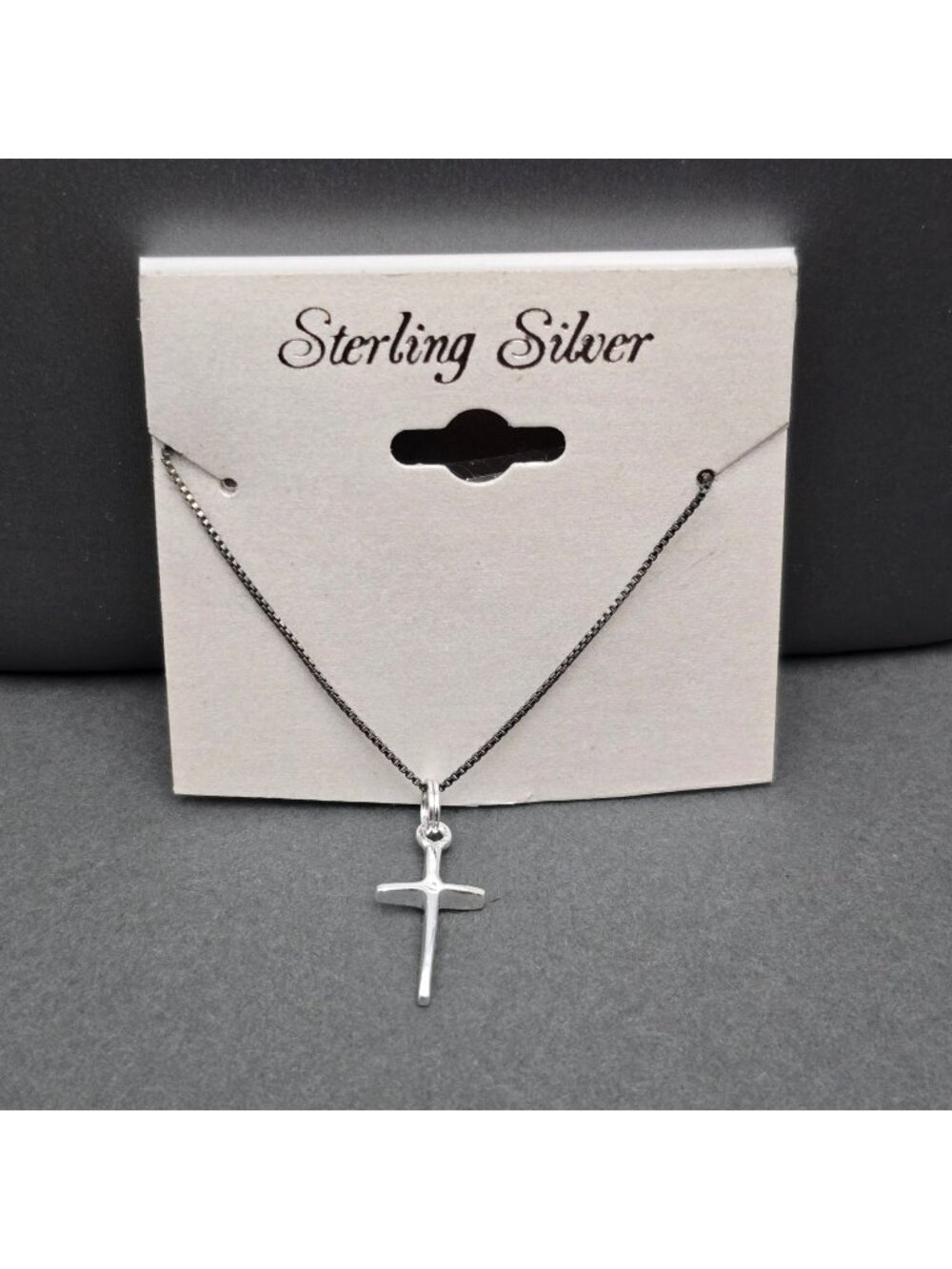 Sterling Silver Mini Cross Pendant Necklace 18" Dainty Minimalist NOS